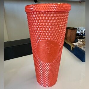 Starbucks Orange Studded Plastic Tumbler Cold Cup Limited Edition 24oz Tumbler